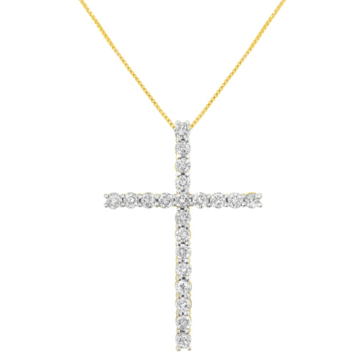 Bids.com 10K Yellow Gold Plated .925 Sterling Silver 4.0 Cttw Round Cut Diamond Cross Pendant Necklace (J-K Color, I1-I2 Clarity) - 18" Necklaces