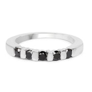 Bids.com 0.50 Carat Genuine Black Diamond .925 Sterling Silver Ring Rings