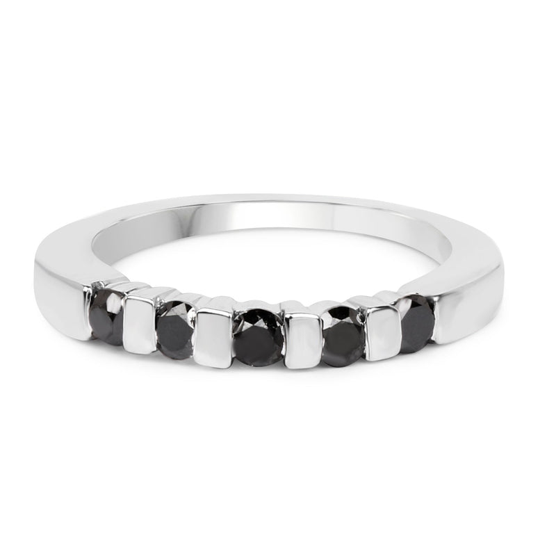 Bids.com 0.50 Carat Genuine Black Diamond .925 Sterling Silver Ring Rings
