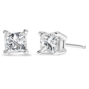 Bids.com AGS Certified 2/5 Cttw Princess Cut Diamond 14K White Gold 4-Prong Solitaire Square Stud Earrings (L-M Color, I1-I2 Clarity) Earrings