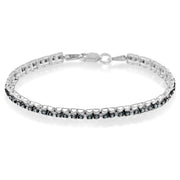 Bids.com Black Rhodium over .925 Sterling Silver 1.0 Cttw Rose Cut Diamond Double-Link 7" Tennis Bracelet (Blue Color, I1-I2 Clarity) Bracelets