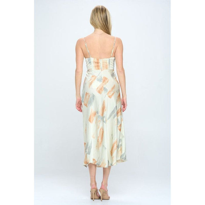 Paint Stroke Midi Slip Dress