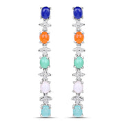 Bids.com 4.40 Carat Genuine Multi Stone .925 Sterling Silver Earrings Earrings