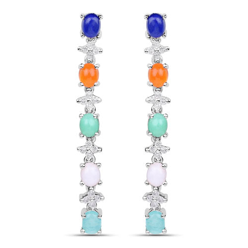 Bids.com 4.40 Carat Genuine Multi Stone .925 Sterling Silver Earrings Earrings