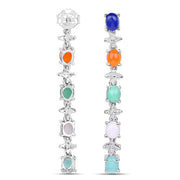 Bids.com 4.40 Carat Genuine Multi Stone .925 Sterling Silver Earrings Earrings