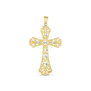 Bids.com 14k Two Tone Gold High Polish Diamond Cut Cross Pendant Pendants