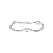 Bids.com 14K White Gold 1 1/2 Cttw Diamond Heart Station Strand Bracelet (H-I Color, I1-I2 Clarity) - 7.5 Inches Bracelets