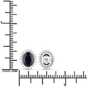 Bids.com 3.32 Carat Genuine Blue Sapphire and White Diamond 14K White Gold Earrings Earrings