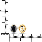Bids.com 3.32 Carat Genuine Blue Sapphire and White Diamond 14K Yellow Gold Earrings Earrings