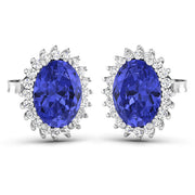 Bids.com 2.56 Carat Genuine Tanzanite and White Diamond 14K White Gold Earrings Earrings