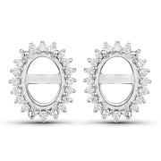 Bids.com 0.26 Carat Genuine White Diamond 14K White Gold Semi Mount Earrings - holds 8x6mm Oval Gemstones Earrings