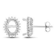 Bids.com 0.26 Carat Genuine White Diamond 14K White Gold Semi Mount Earrings - holds 8x6mm Oval Gemstones Earrings