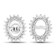 Bids.com 0.26 Carat Genuine White Diamond 14K White Gold Semi Mount Earrings - holds 8x6mm Oval Gemstones Earrings
