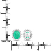 Bids.com 2.66 Carat Genuine Zambian Emerald and White Diamond 10K White Gold Earrings Earrings