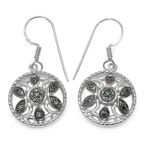 Bids.com 0.18 Carat Genuine Blue Diamond .925 Sterling Silver Earrings Earrings