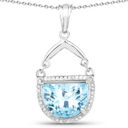 Bids.com 4.08 Carat Genuine Swiss Blue Topaz & White Topaz .925 Sterling Silver Pendant Pendants