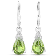 Bids.com 2.80 Carat Genuine Peridot and White Zircon .925 Sterling Silver Earrings Earrings