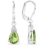 Bids.com 2.80 Carat Genuine Peridot and White Zircon .925 Sterling Silver Earrings Earrings