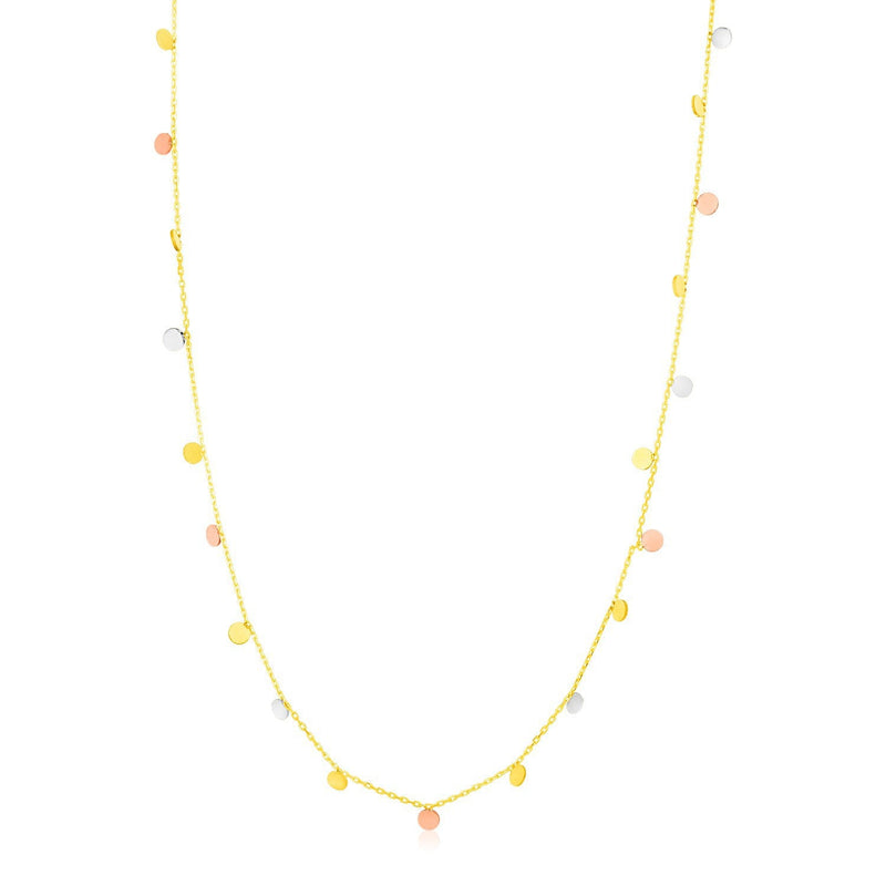 Bids.com 14K Tri Color Necklace with Dangling Circles Necklaces