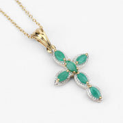 Bids.com 18K Yellow Gold Plated 0.84 Carat Genuine Emerald .925 Sterling Silver Pendant Pendants