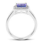 Bids.com 1.12 Carat Genuine Tanzanite and White Topaz .925 Sterling Silver Ring Rings