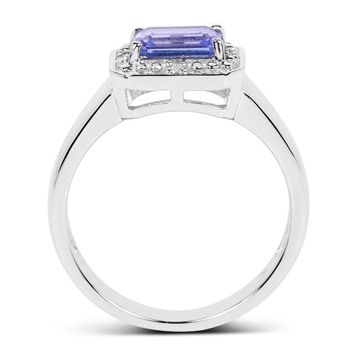 Bids.com 1.12 Carat Genuine Tanzanite and White Topaz .925 Sterling Silver Ring Rings