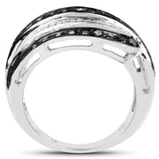 Bids.com 0.80 Carat Genuine Brown Diamond and White Diamond .925 Sterling Silver Ring Rings