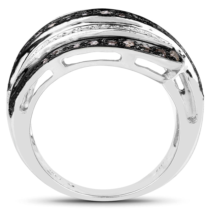 Bids.com 0.80 Carat Genuine Brown Diamond and White Diamond .925 Sterling Silver Ring Rings