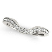 Bids.com 14k White Gold Milgrained Border Curved Diamond Wedding Band (1/5 cttw) Rings