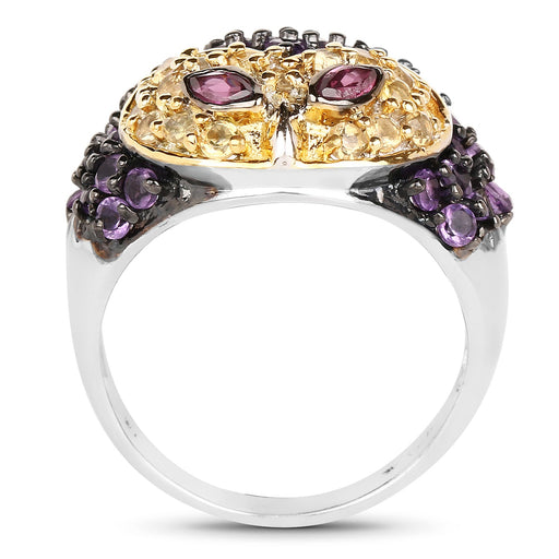 Bids.com 2.01 Carat Genuine Rhodolite and Amethyst .925 Sterling Silver Ring Rings