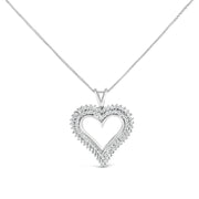 Bids.com .925 Sterling Silver 1.00 Cttw Lab-Grown Diamond Open Heart Pendant Necklace (F-G Color, VS1-VS2 Clarity) - 18" Inches Necklaces