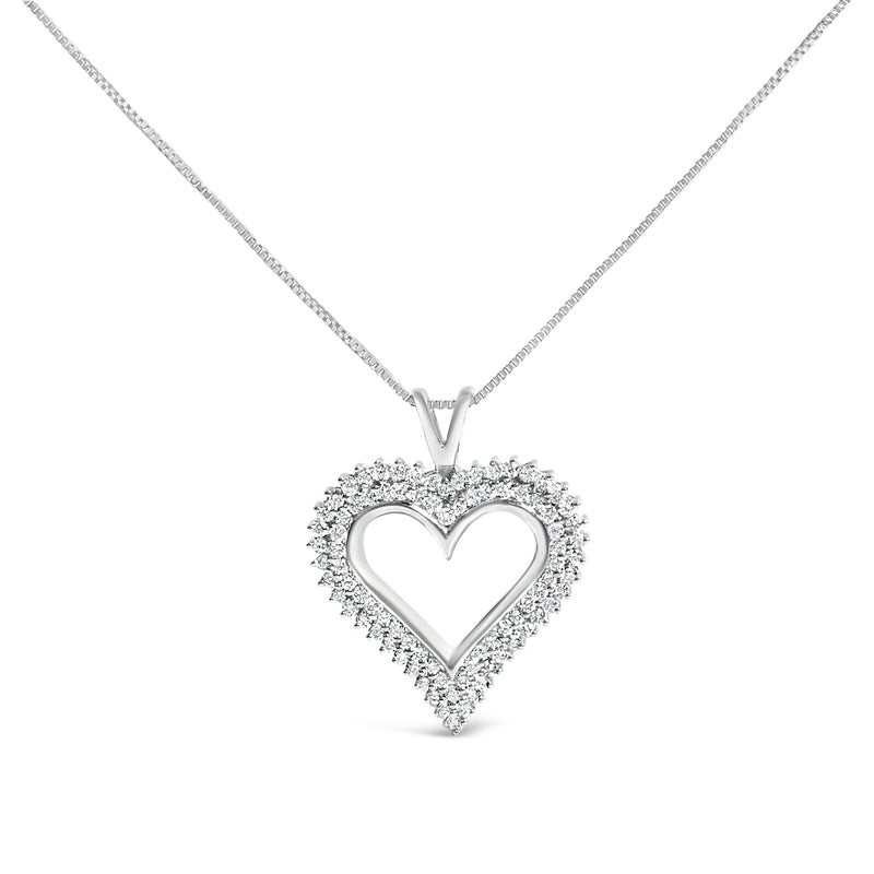Bids.com .925 Sterling Silver 1.00 Cttw Lab-Grown Diamond Open Heart Pendant Necklace (F-G Color, VS1-VS2 Clarity) - 18" Inches Necklaces