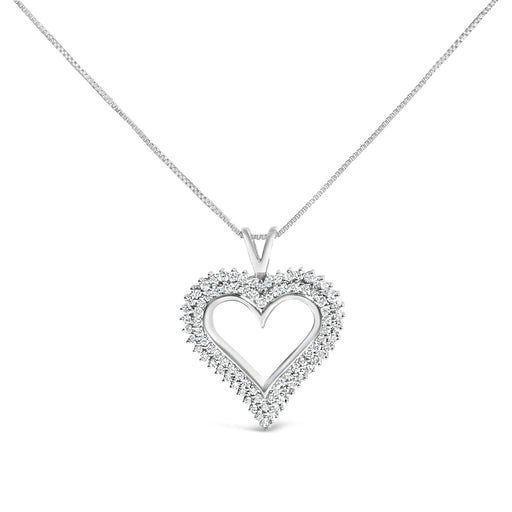 Bids.com .925 Sterling Silver 1.00 Cttw Lab-Grown Diamond Open Heart Pendant Necklace (F-G Color, VS1-VS2 Clarity) - 18" Inches Necklaces
