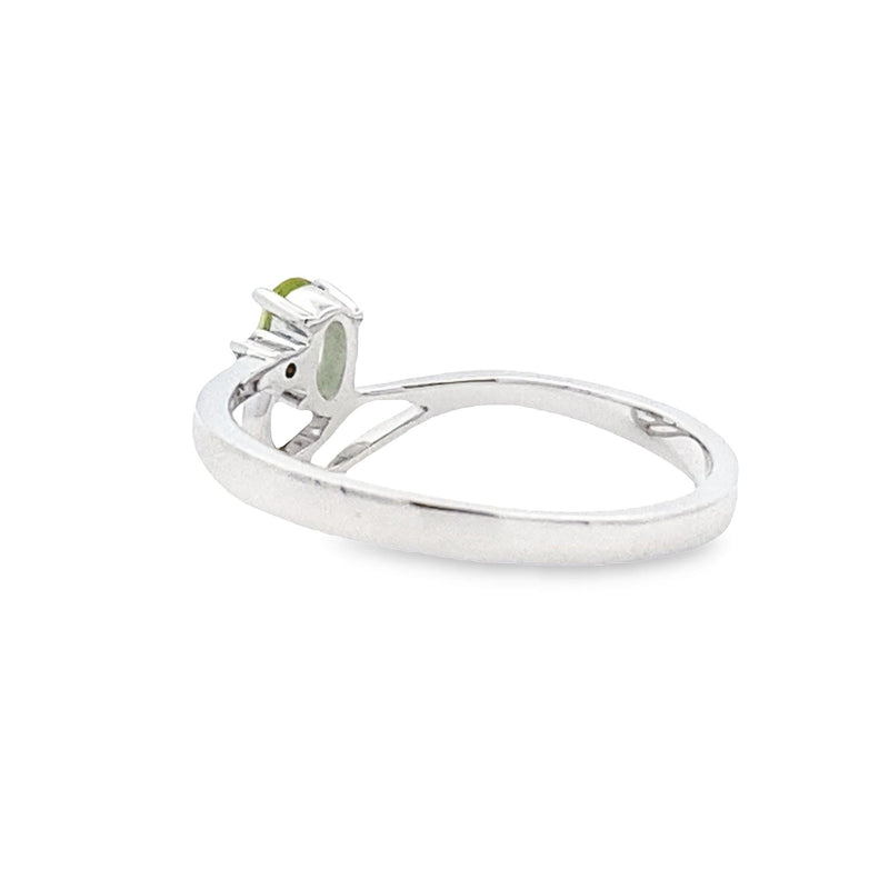 Bids.com .02ct Peridot Diamond Ring 10KT White Gold Rings