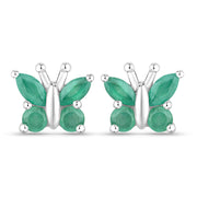 Bids.com 0.88 Carat Genuine Emerald .925 Sterling Silver Earrings Earrings