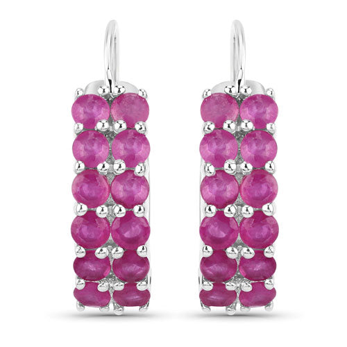 Bids.com 3.12 Carat Genuine Ruby .925 Sterling Silver Earrings Earrings