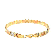 Bids.com 14k Tri-Color Gold Fancy Satin Heart Line Bracelet Bracelets