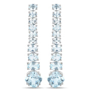Bids.com 18K White Gold Plated 8.52 Carat Genuine Blue Topaz .925 Sterling Silver Earrings Earrings