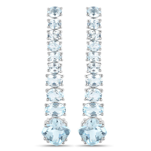 Bids.com 18K White Gold Plated 8.52 Carat Genuine Blue Topaz .925 Sterling Silver Earrings Earrings