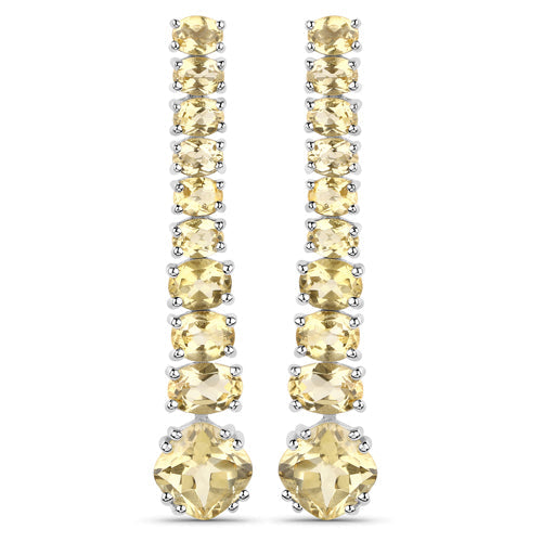 Bids.com 18K White Gold Plated 7.22 Carat Genuine Citrine .925 Sterling Silver Earrings Earrings