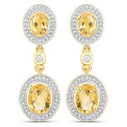 Bids.com 18K Yellow Gold Plated 5.70 Carat Genuine Citrine and White Topaz .925 Sterling Silver Earrings Earrings