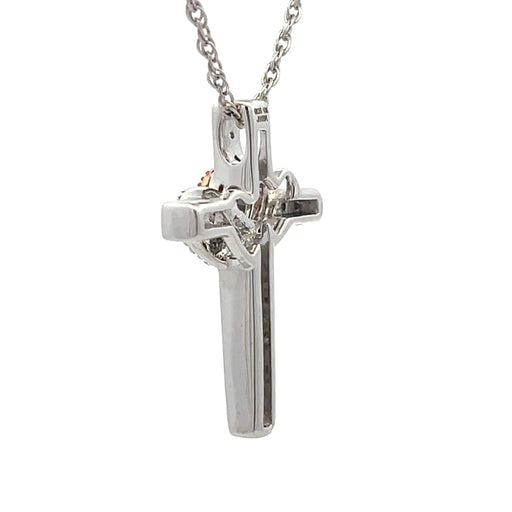 Bids.com .11ct Cross Religious Pendant Sterling Silver 10KT Gold Pendants