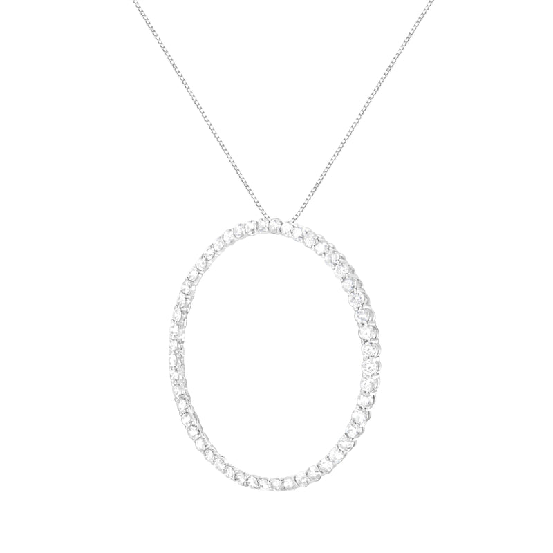 Bids.com .925 Sterling Silver 4 cttw Prong Set, Round-Cut Diamond Open Circle Hoop 18" Pendant Necklace (J-K Color, I1-I2 Clarity) Necklaces