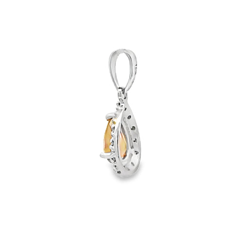 Bids.com .63ct Citrine Diamond Fashion Pendants 10KT White Gold Pendants