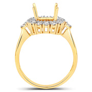 Bids.com 0.54 Carat Genuine White Diamond 14K Yellow Gold Semi Mount Ring - holds 9x7mm Cushion Gemstone Rings