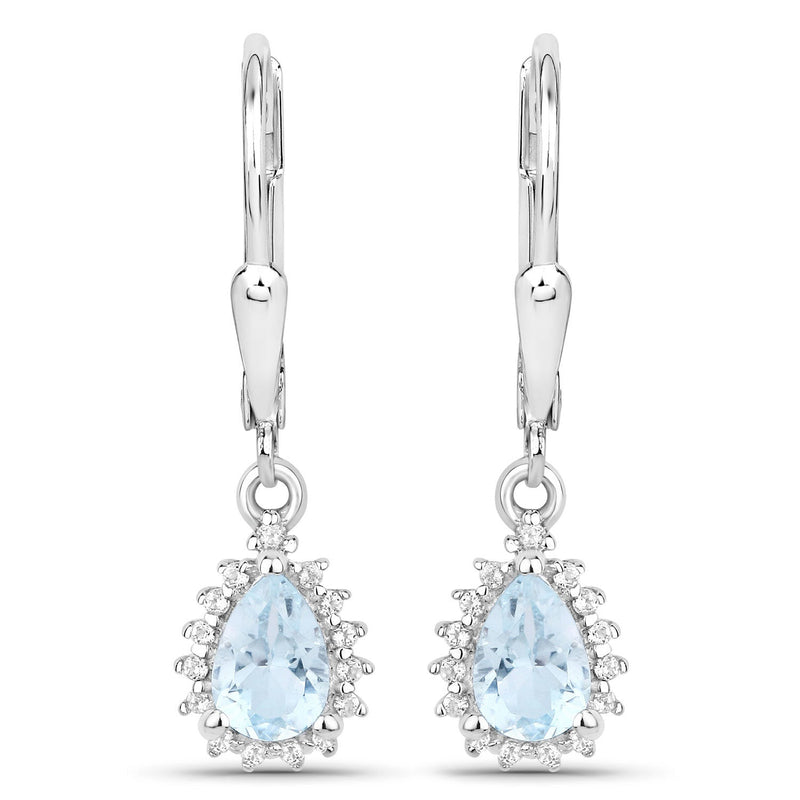Bids.com 2.00 Carat Genuine Blue Topaz and White Topaz .925 Sterling Silver Jewelry Set Jewelry Sets