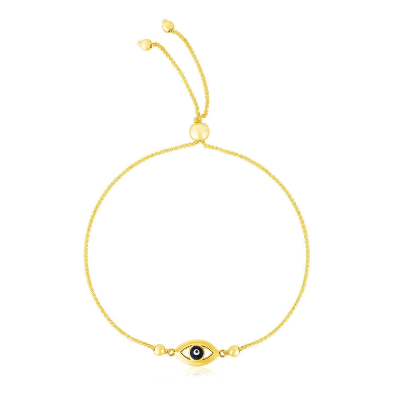 Bids.com 14k Yellow Gold Adjustable Evil Eye Bracelet Bracelets