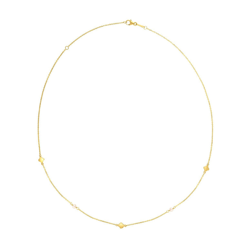 Bids.com 14k Yellow Gold Pearl Clover Necklace Necklaces