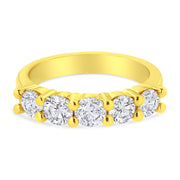Bids.com 14K Yellow Gold Plated .925 Sterling Silver 1 1/2 Cttw Shared Prong Set Brilliant Round-Cut Diamond Anniversary or Wedding Band Ring (K-L Color, SI2-I1 Clarity) - Size 7 Rings