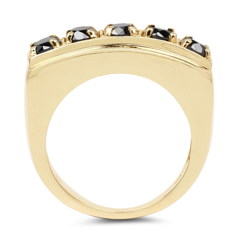 Bids.com 14K Yellow Gold Plated 1.25 Carat Genuine Black Diamond .925 Sterling Silver Ring Rings